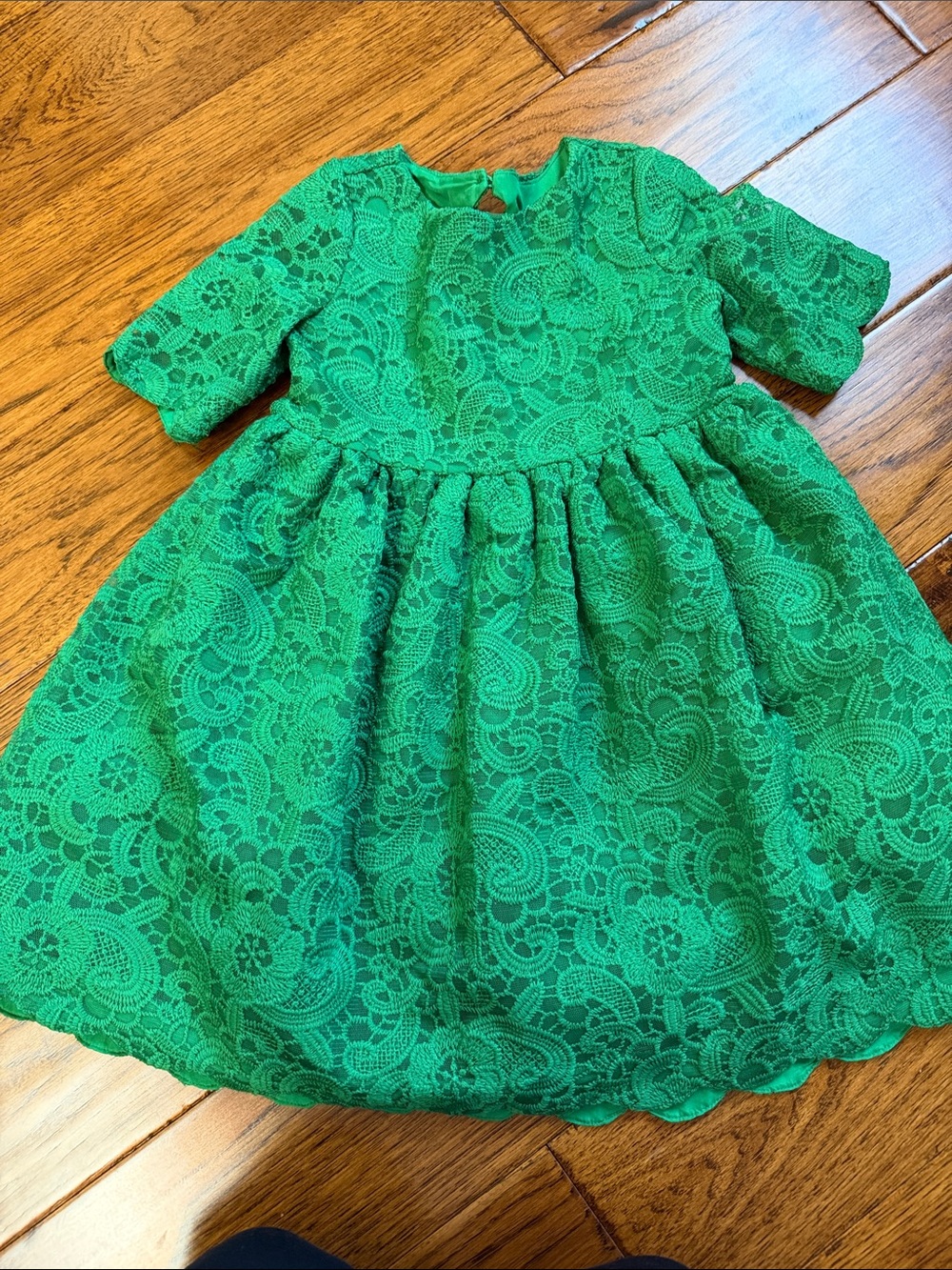 Girls Green Lace Party Dress